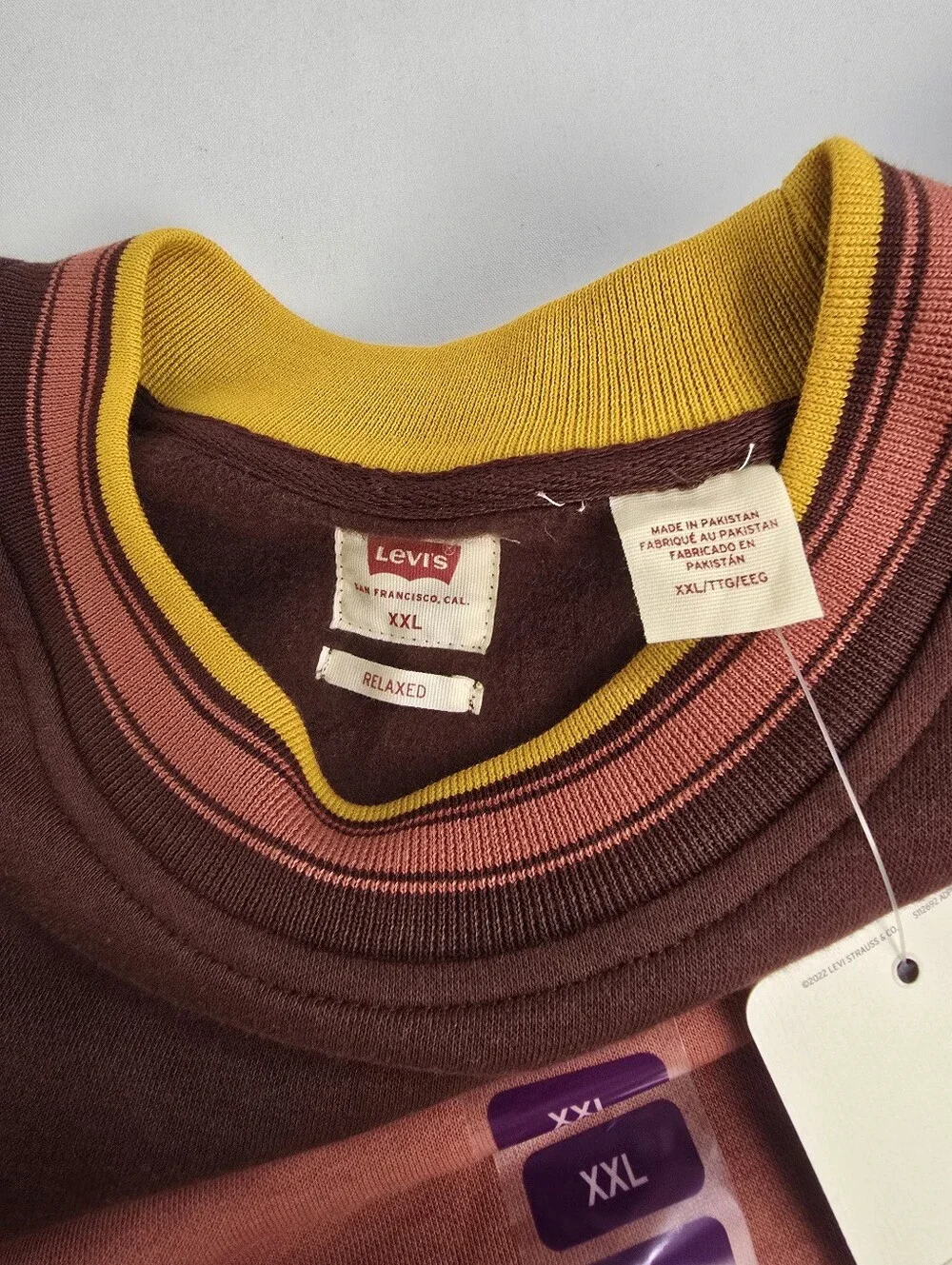 New Levi's Striped Rugby Style Crewneck Sweatshirt Size XL